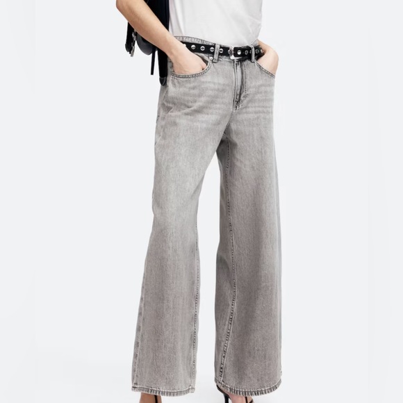 H&M Wide Large High Waist Divided Wide Leg Gray Wash Denim Jeans Size 18 New - Picture 4 of 11